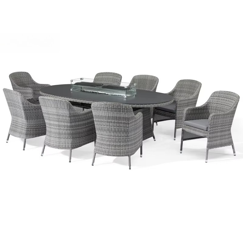 Outdoor Furniture Fire Pit - Outdoor-Möbel Feuerstelle Rattan Aluminium Garten-Sofa-Set Modernes