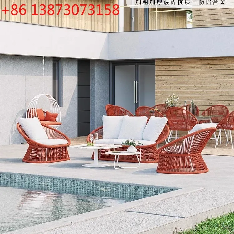Outdoor Furniture L Shape - Outdoor-Rattan-Kombinationsmöbel für den Innenhof, Freizeitmöbel für