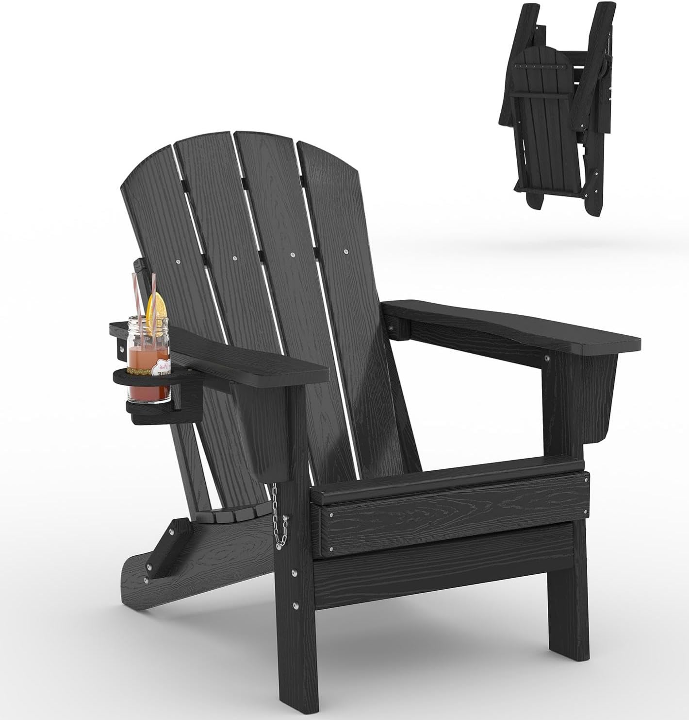 Outdoor Furniture Fire Pit - Klappbarer Adirondack-Stuhl aus HDPE-Kunststoff, Wetterfester Gartenstuhl
