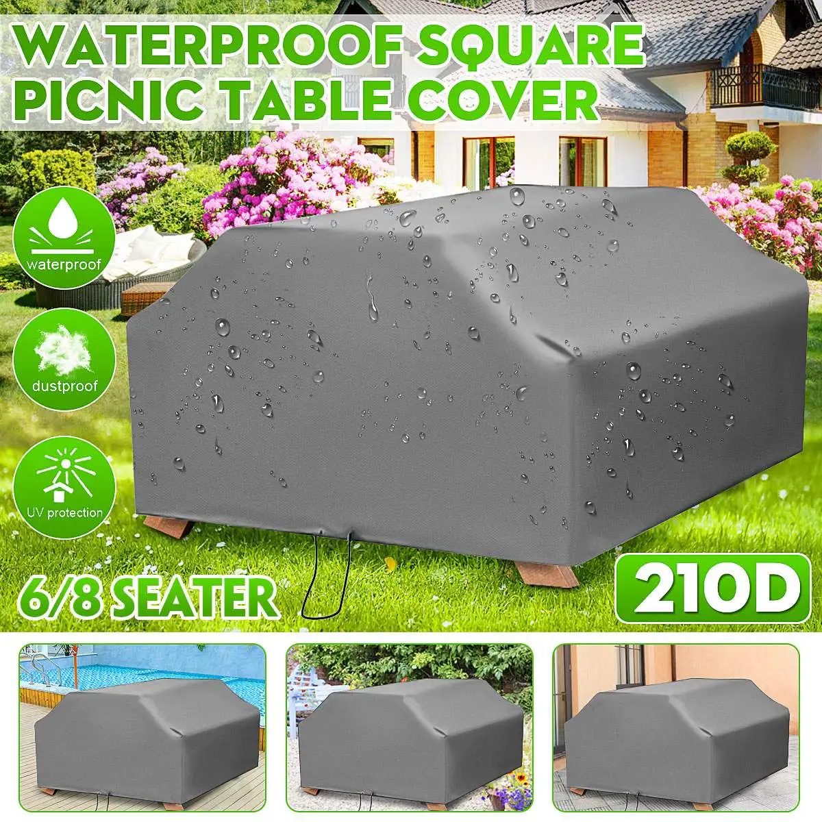Outdoor Furniture Grey - 210d für 6/8 Sitzer Picknick tisch