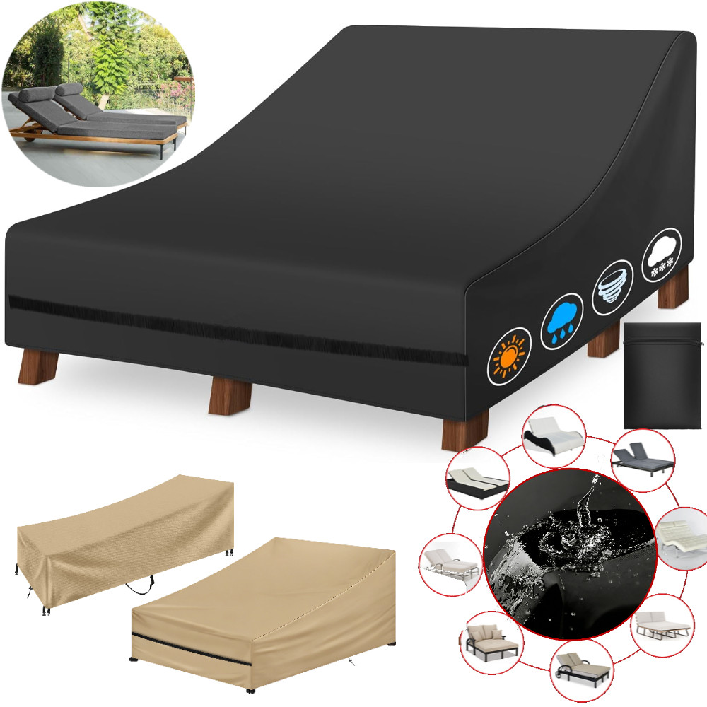 Outdoor Furniture Varnish - Wasserdichte Doppel-/Einzel-Liegestuhl-Abdeckung für den Außenbereich, Rattan-Tagesbett,