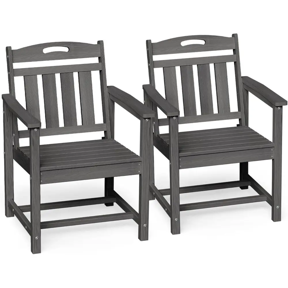Outdoor Furniture Grey - Allwetter-Gartenstühle aus HDPE, 2er-Set, Outdoor-Möbel mit