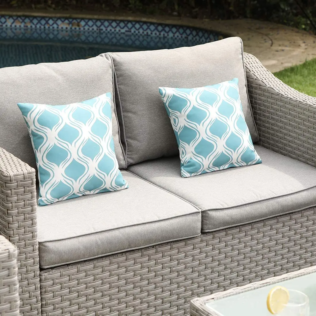 Outdoor Furniture Fire Pit - -Ganzmöbel 5-teiliges Sofa aus Korbgeflecht mit