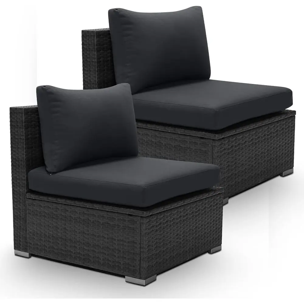 Outdoor Furniture Grey - 2-teiliges Rattan-Gartenmöbel-Set mit Kissen für den