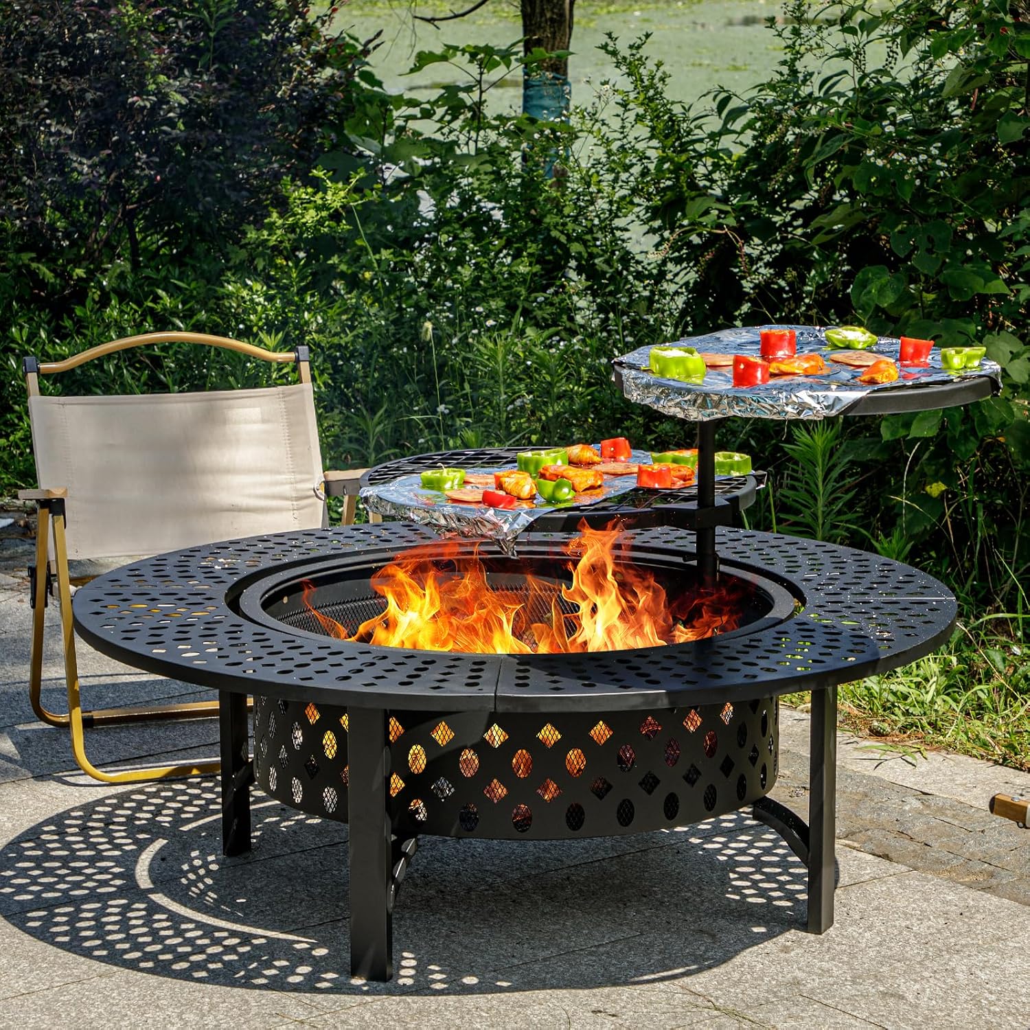 Extra großer Holzfeuertisch mi – Outdoor Furniture Fire Pit Bewertung und Preis