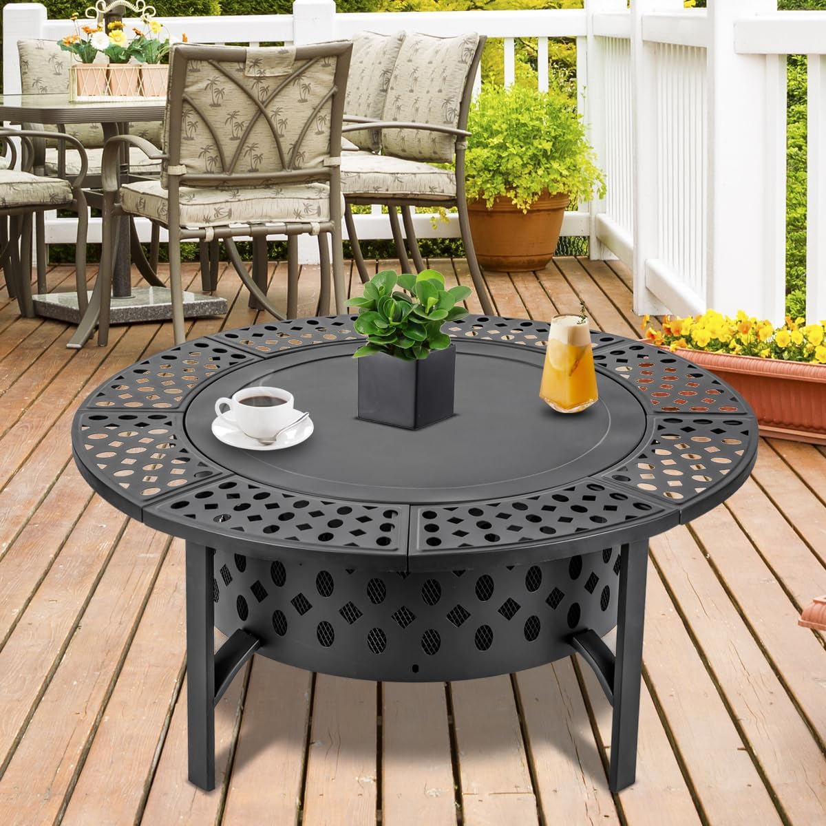 Extra großer Holzfeuertisch mi – Outdoor Furniture Fire Pit Bewertung und Preis