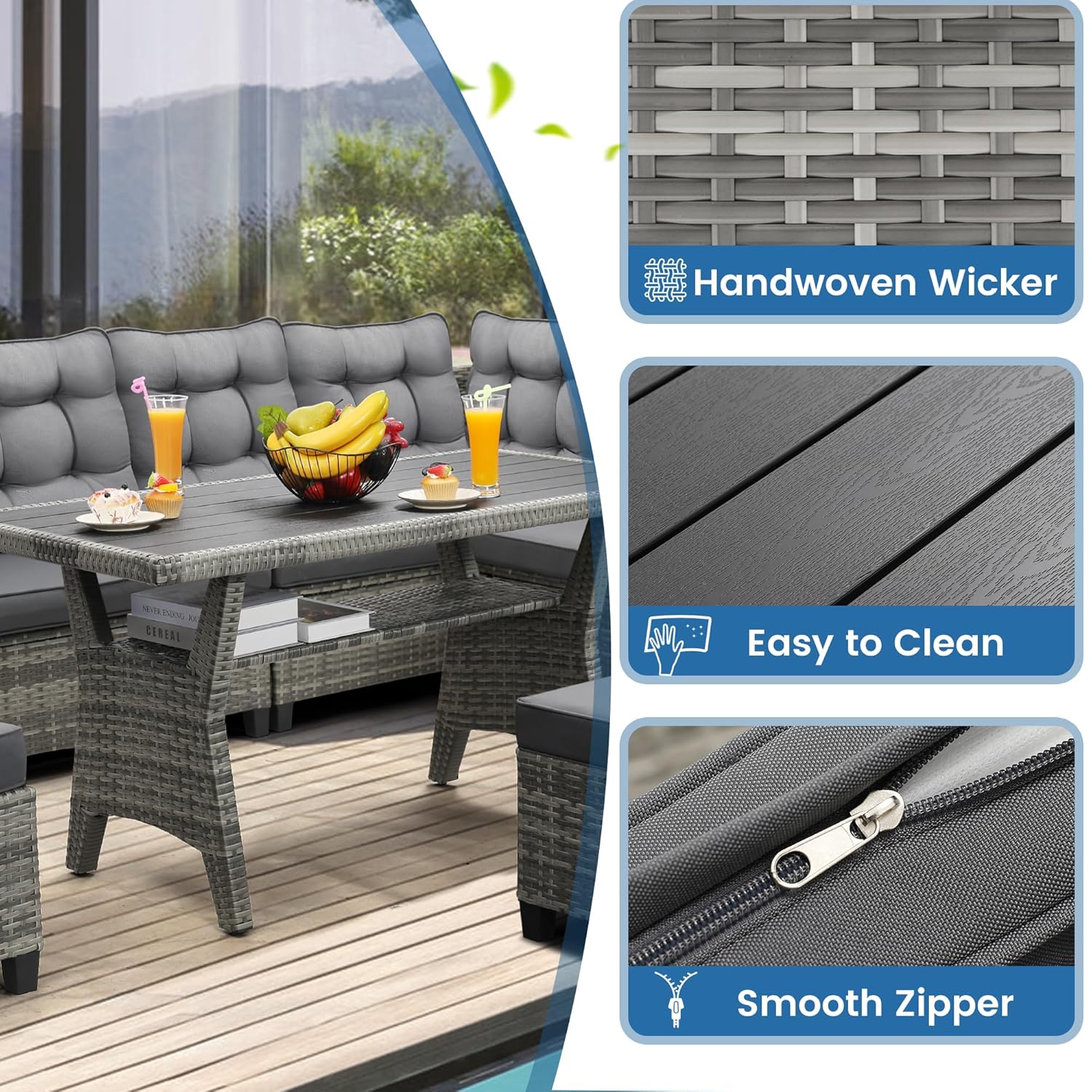 6-teiliges Terrassenmöbel-Set, – Outdoor Furniture Grey Bewertung und Preis