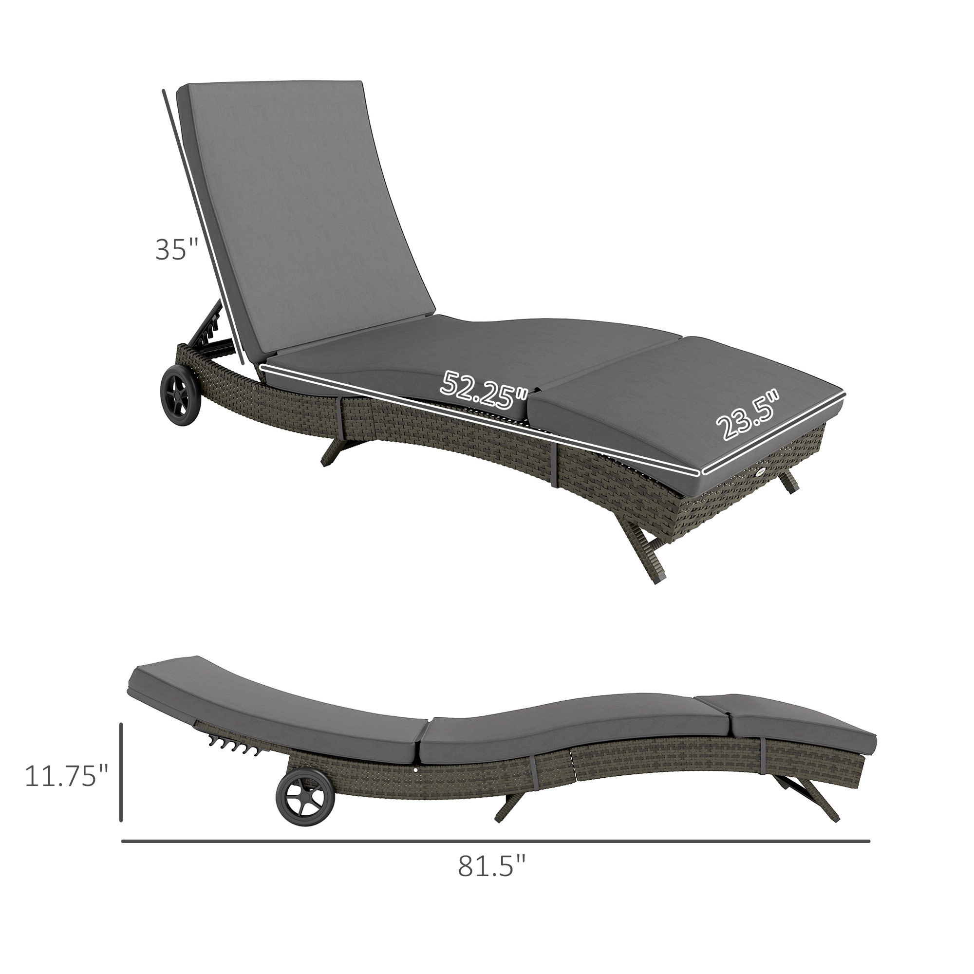 Outdoor-Liegestuhl, PE-Rattan, – Outdoor Furniture Grey Bewertung und Preis
