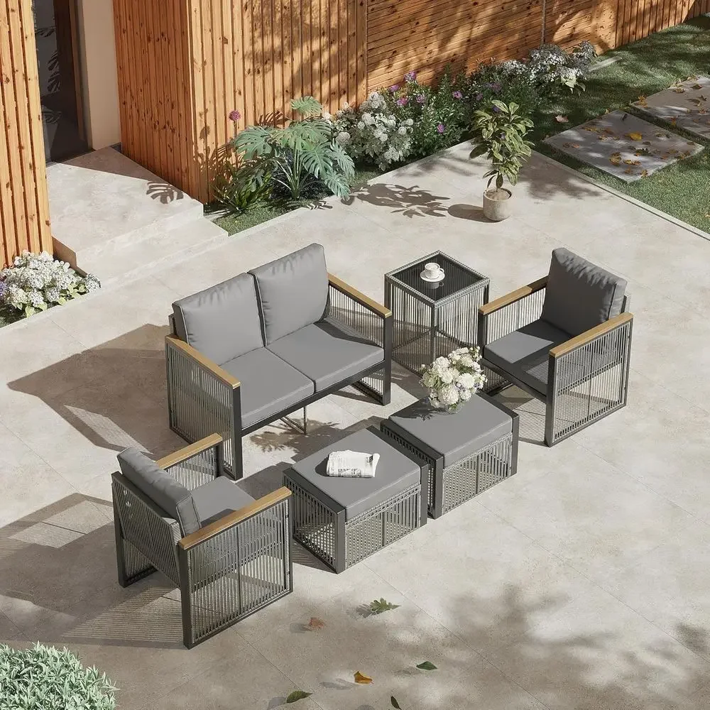 6-teiliges graues Gartenmöbel- – Outdoor Furniture Grey Bewertung und Preis