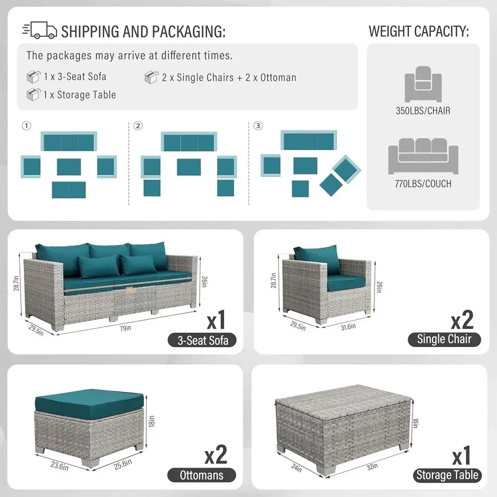 6-teiliges Outdoor-Gartenmöbel – Outdoor Furniture Grey Bewertung und Preis