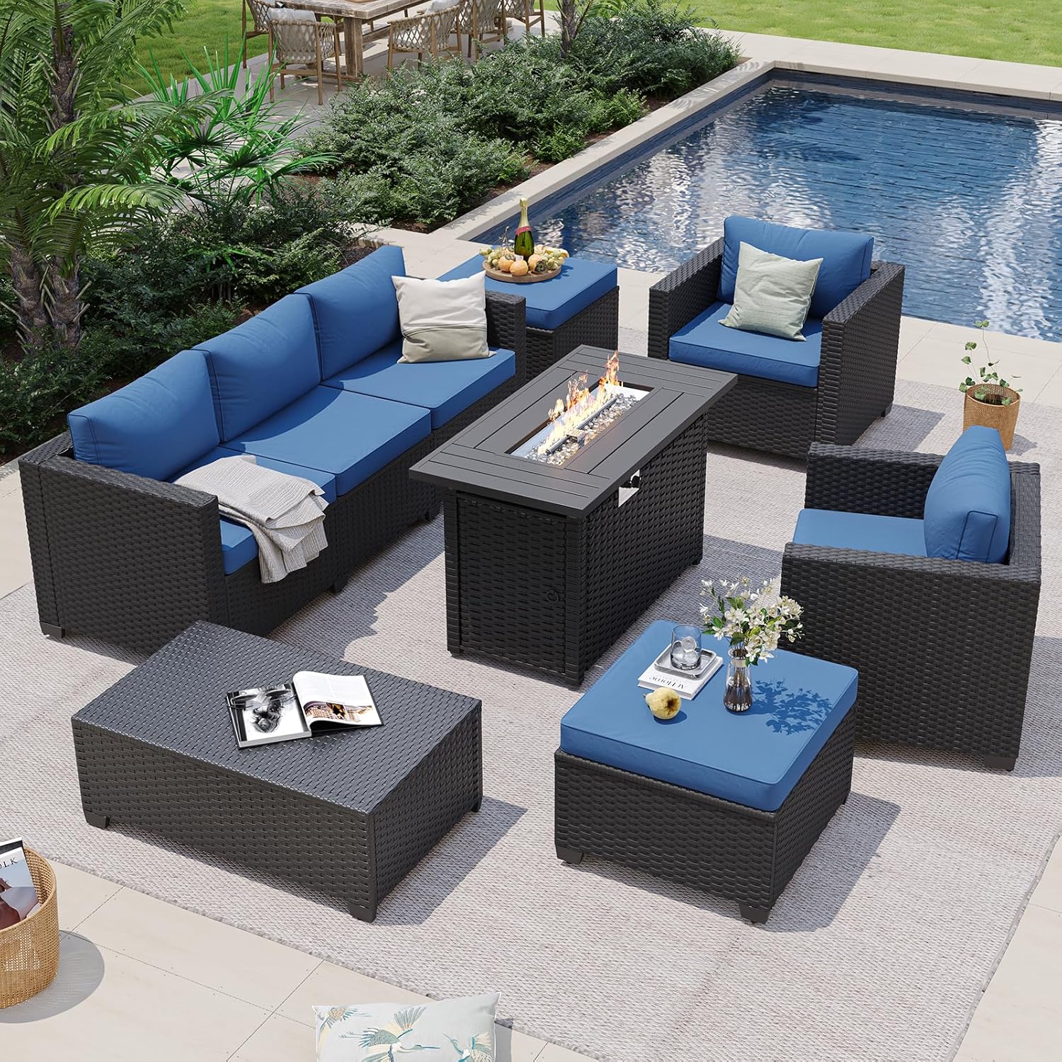 Marineblaues Outdoor-Sofa-Set  – Outdoor Furniture Fire Pit Bewertung und Preis