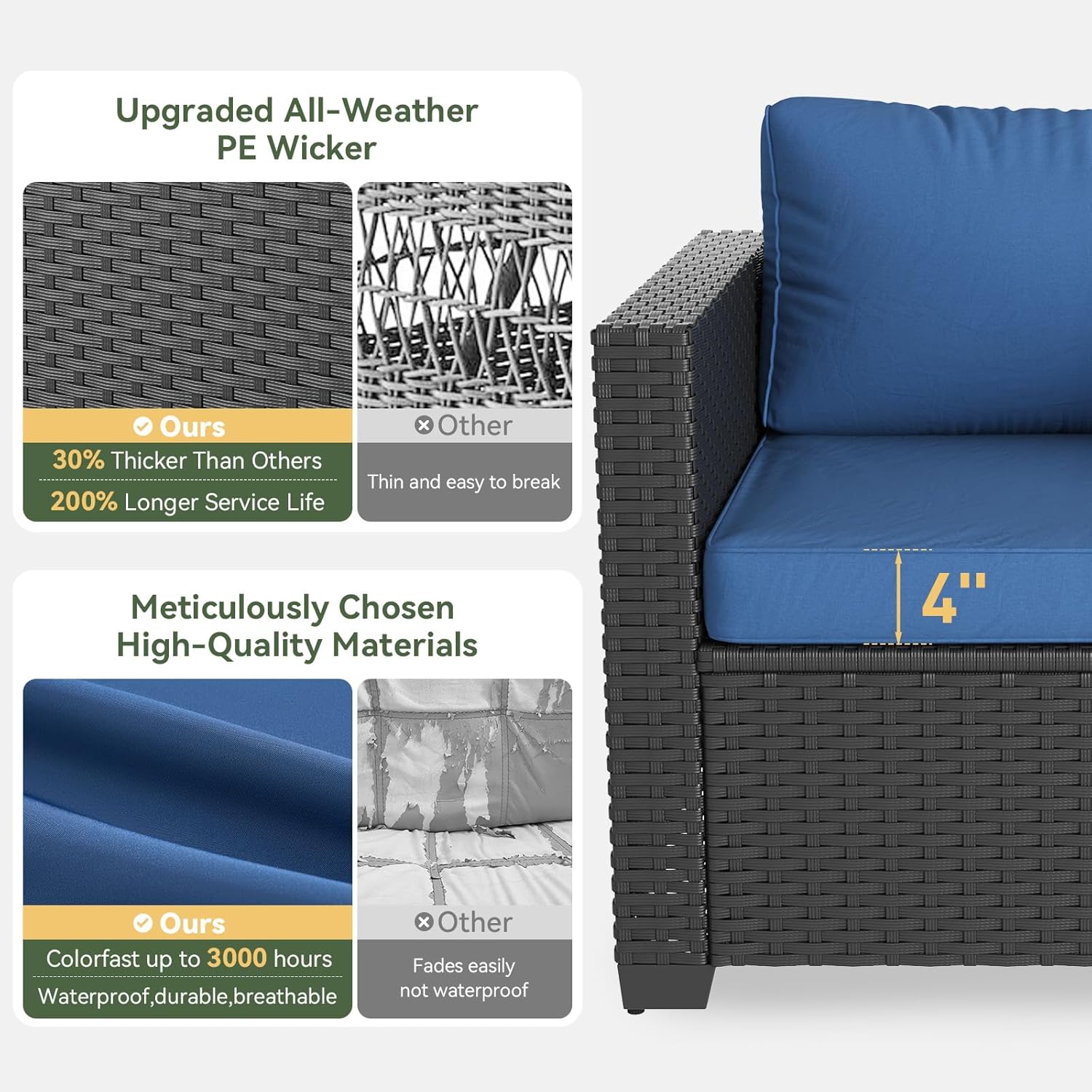 Marineblaues Outdoor-Sofa-Set  – Outdoor Furniture Fire Pit Bewertung und Preis
