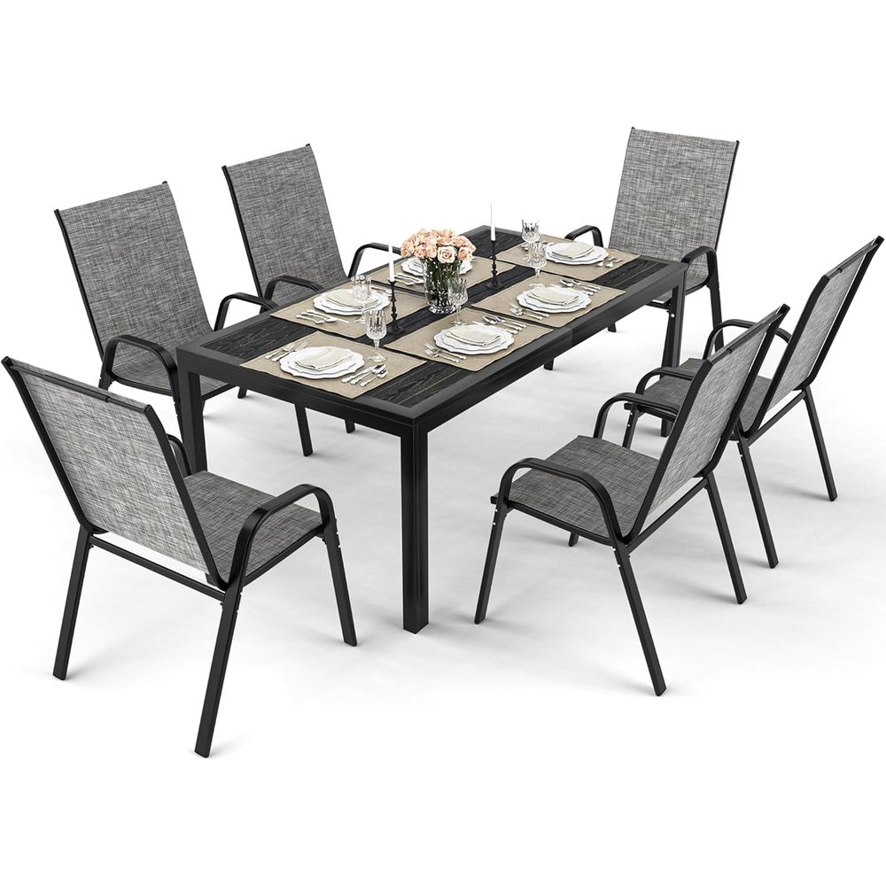 6-teiliges Outdoor-Essgruppen- – Outdoor Furniture Grey Bewertung und Preis