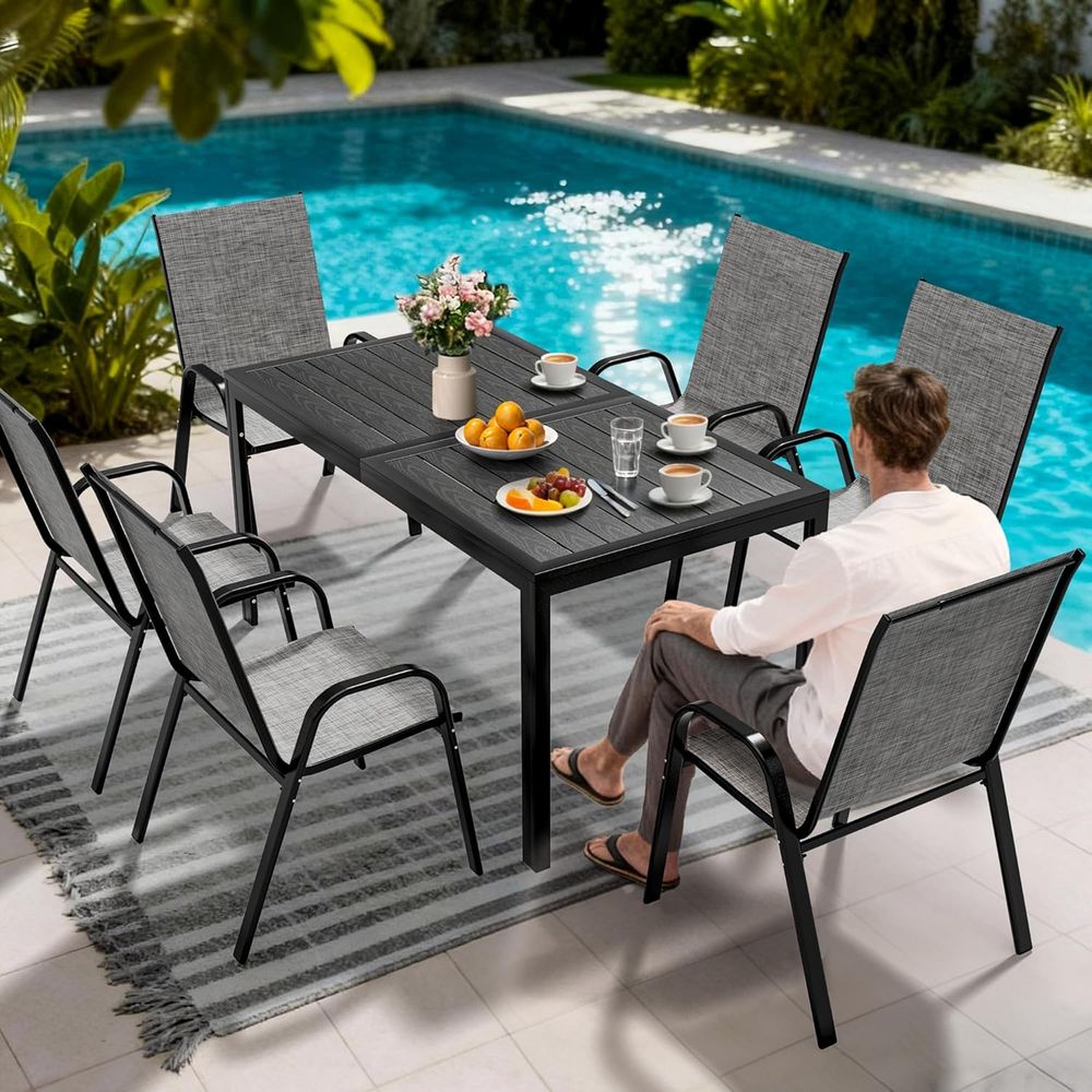 6-teiliges Outdoor-Essgruppen- – Outdoor Furniture Grey Bewertung und Preis