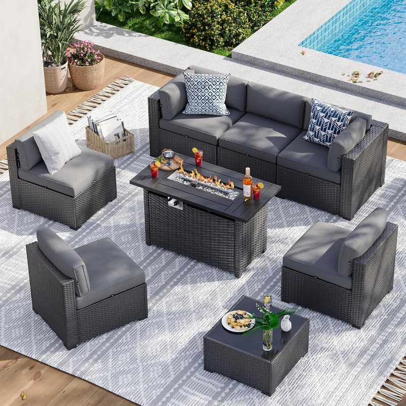 Aoxun 8-teiliges Gartenmöbel-S – Outdoor Furniture Fire Pit Bewertung und Preis