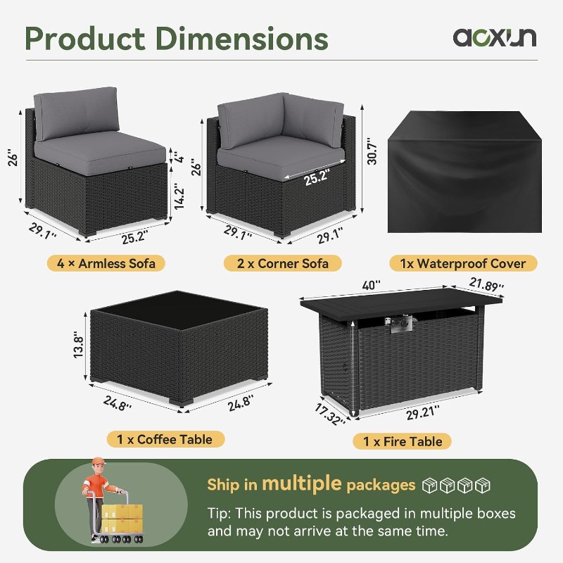Aoxun 8-teiliges Gartenmöbel-S – Outdoor Furniture Fire Pit Bewertung und Preis